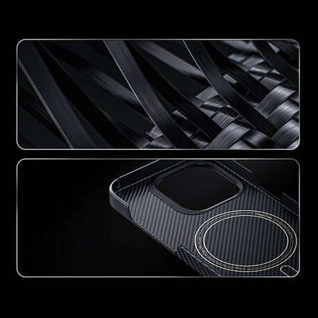 Apple iPhone 14 Pro Max Kılıf M-safe Şarj Özellikli Karbon Fiber Benks Montage ArmorAir Kevlar Kapak