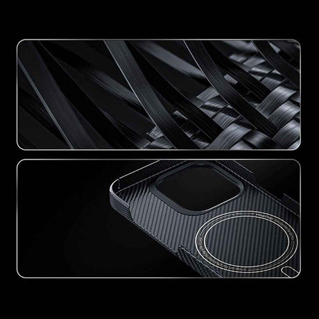 Apple iPhone 14 Pro Max Kılıf M-safe Şarj Özellikli Karbon Fiber Benks Montage ArmorAir Kevlar Kapak