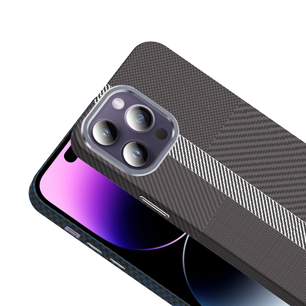 Apple iPhone 14 Pro Max Kılıf M-safe Şarj Özellikli Karbon Fiber Görünümlü Zore Gros Kapak