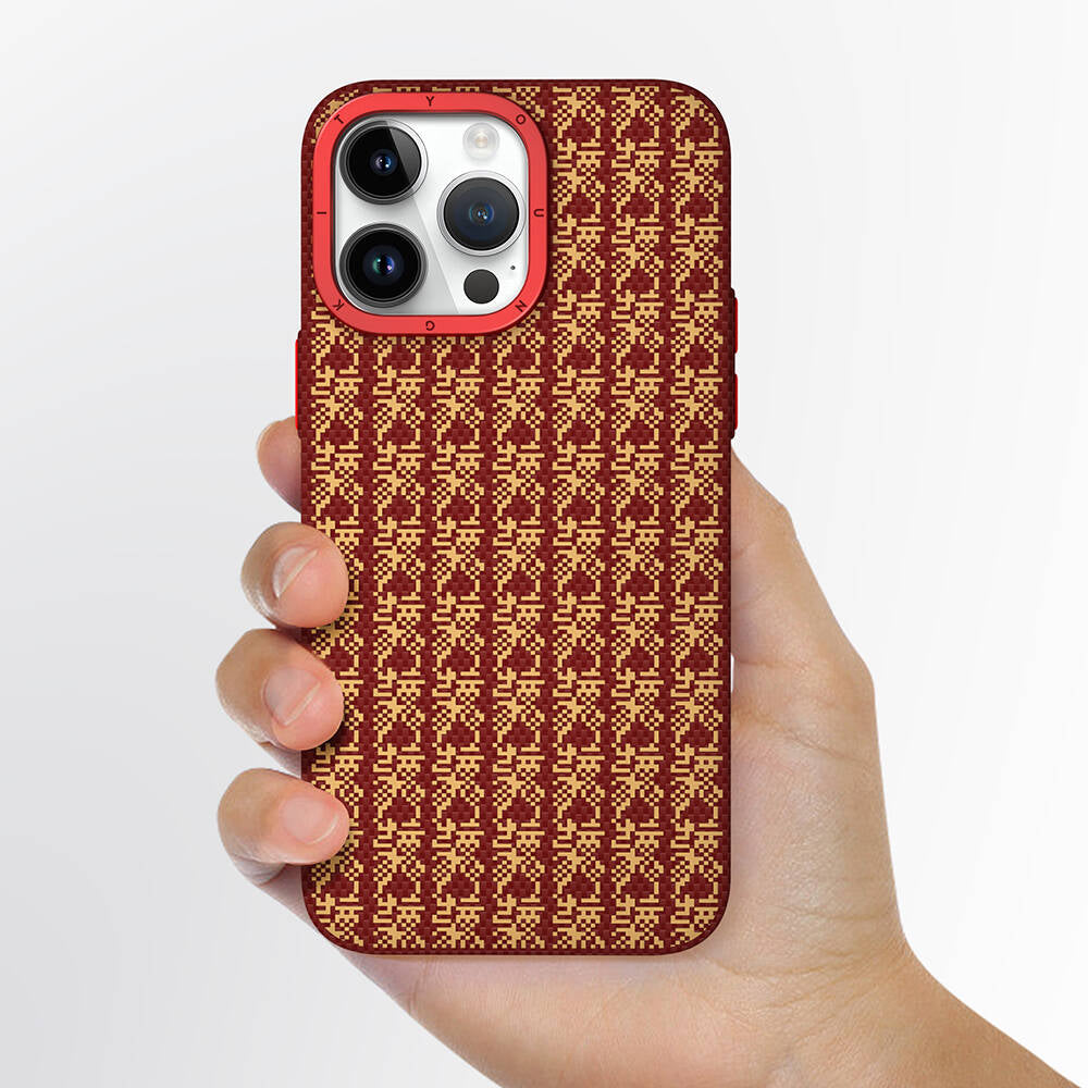 Apple iPhone 14 Pro Max Kılıf M-safe Şarj Özellikli Kevlar 1500D Youngkit Auspicious Loong Serisi Kapak