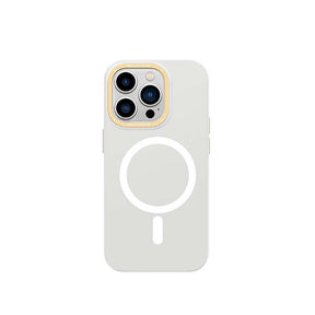 Apple iPhone 14 Pro Max Kılıf M-safe Şarj Özellikli Metal Kamera Çerçeveli Recci Glaze Serisi Kapak
