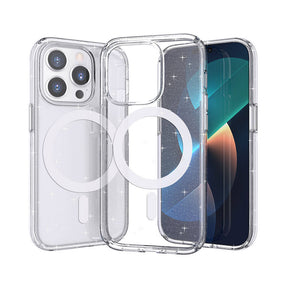 Apple iPhone 14 Pro Max Kılıf M-safe Şarj Özellikli Parlayan Simli Saydam Renkli Zore Allstar Kapak