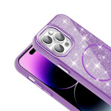 Apple iPhone 14 Pro Max Kılıf M-safe Şarj Özellikli Parlayan Simli Zore Okso Kapak