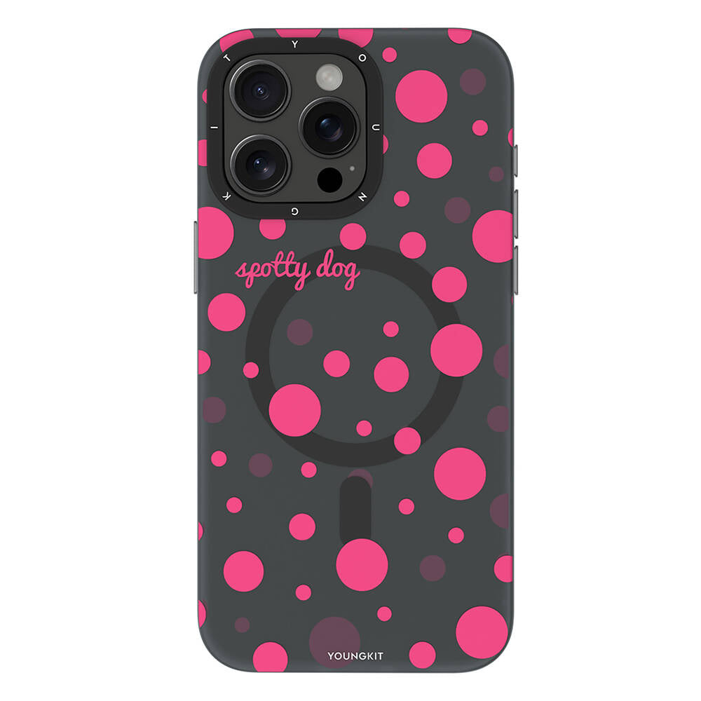 Apple iPhone 14 Pro Max Kılıf M-safe Şarj Özellikli Polka Dot Desenli Youngkit Spots Serisi Kapak