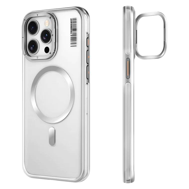 Apple iPhone 14 Pro Max Kılıf M-safe Şarj Özellikli Sararma Önleyici Youngkit Crystal Grid Kapak