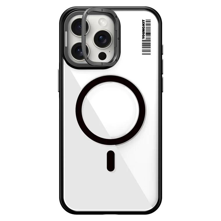 Apple iPhone 14 Pro Max Kılıf M-safe Şarj Özellikli Sararma Önleyici Youngkit Crystal Grid Kapak