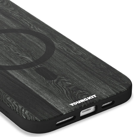 Apple iPhone 14 Pro Max Kılıf M-safe Şarj Özellikli Sararmaya Dayanıklı Youngkit Wood Forest Serisi Kapak