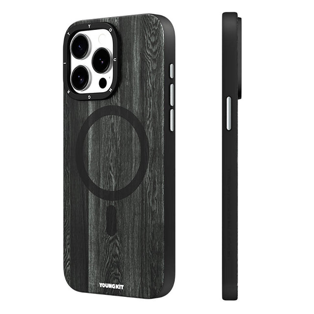 Apple iPhone 14 Pro Max Kılıf M-safe Şarj Özellikli Sararmaya Dayanıklı Youngkit Wood Forest Serisi Kapak