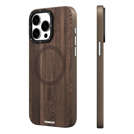 Apple iPhone 14 Pro Max Kılıf M-safe Şarj Özellikli Sararmaya Dayanıklı Youngkit Wood Forest Serisi Kapak