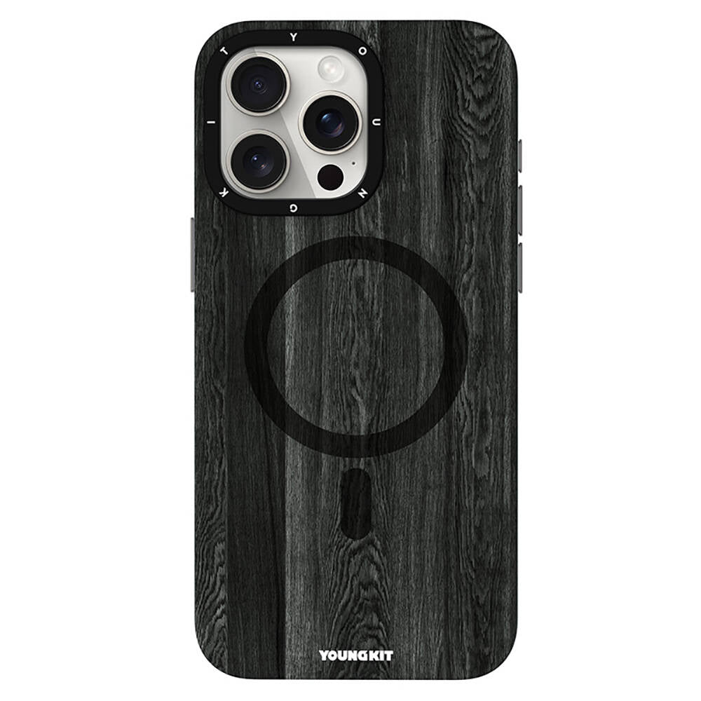Apple iPhone 14 Pro Max Kılıf M-safe Şarj Özellikli Sararmaya Dayanıklı Youngkit Wood Forest Serisi Kapak