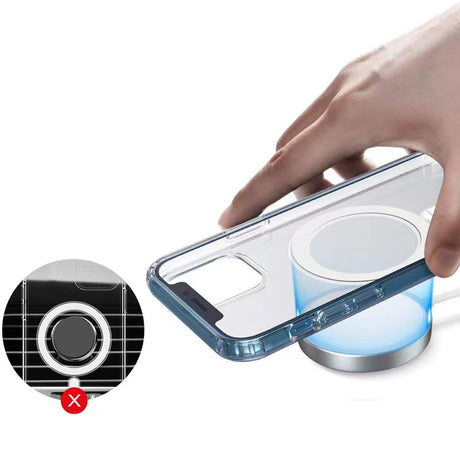 Apple iPhone 14 Pro Max Kılıf M-safe Şarj Özellikli Şeffaf Sert PC Zore Embos Kapak