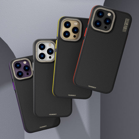 Apple iPhone 14 Pro Max Kılıf M-safe Şarj Özellikli YoungKit 600D Kevlar Kapak