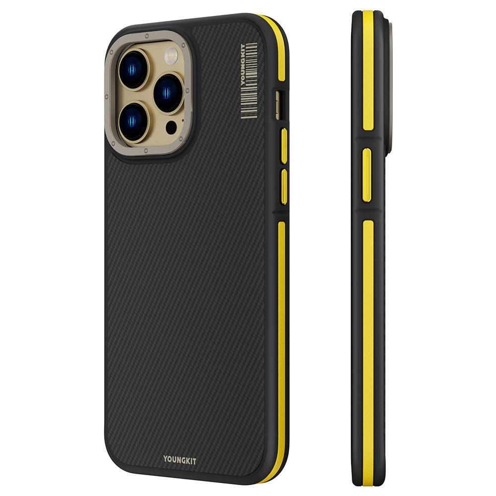 Apple iPhone 14 Pro Max Kılıf M-safe Şarj Özellikli YoungKit 600D Kevlar Kapak