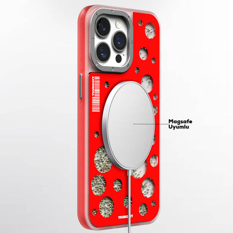 Apple iPhone 14 Pro Max Kılıf M-safe Şarj Özellikli Youngkit Quicksand Beads Serisi Kapak