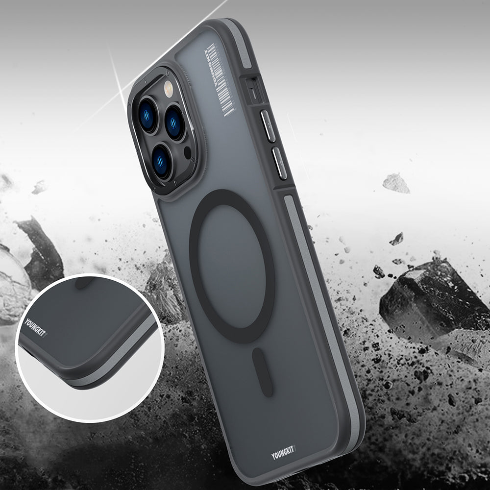 Apple iPhone 14 Pro Max Kılıf M-safe Şarj Özellikli Youngkit Rock Sand Serisi Kapak
