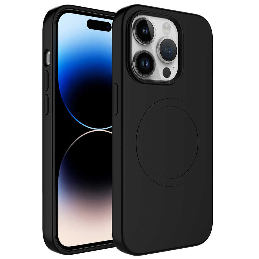 Apple iPhone 14 Pro Max Kılıf M-safe Wireless Şarj Özellikli Pastel Renk Silikon Zore Plas Kapak