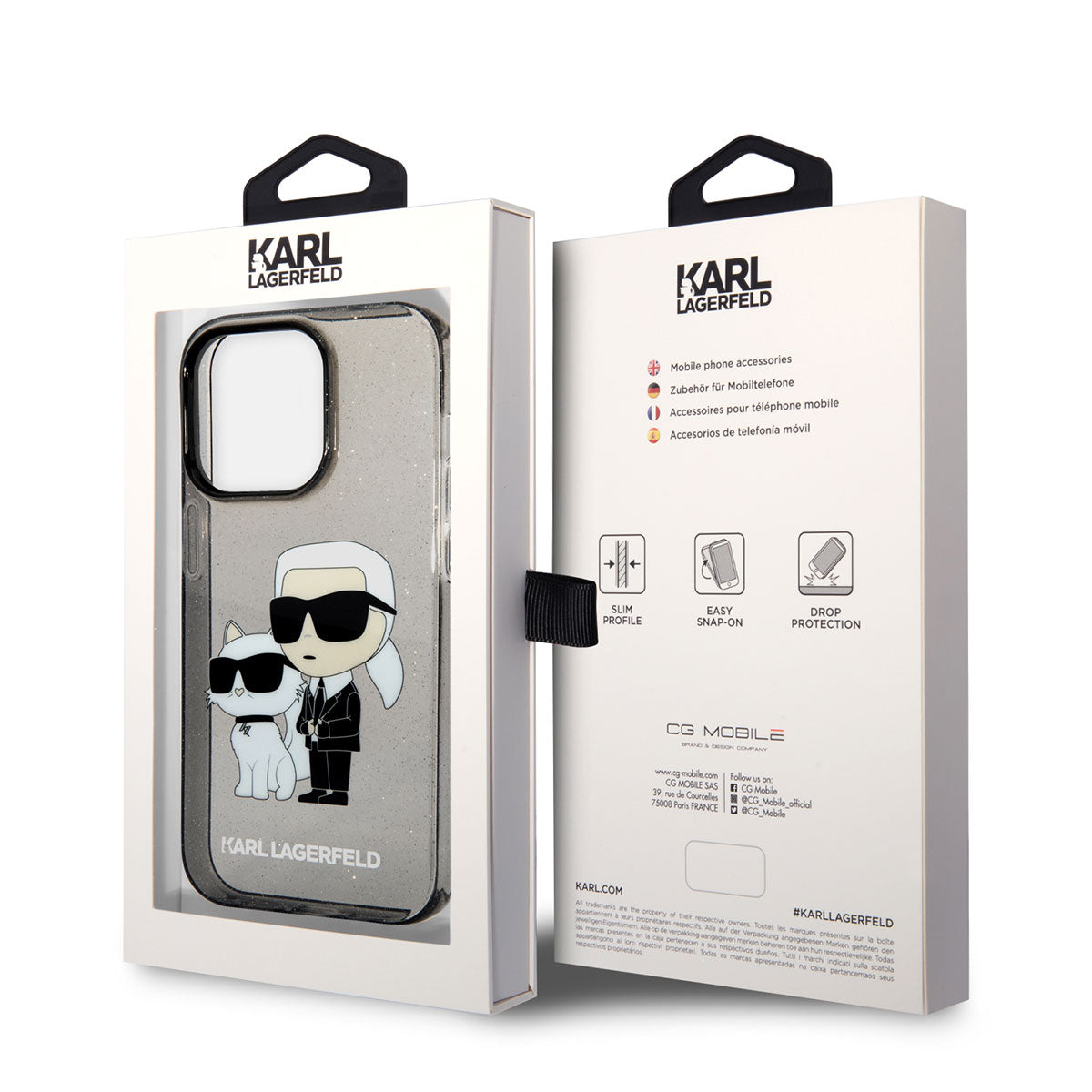 Apple iPhone 14 Pro Max Kılıf Karl Lagerfeld Transparan Simli K&C Dizayn Kapak