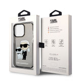 Apple iPhone 14 Pro Max Kılıf Karl Lagerfeld Transparan Simli K&C Dizayn Kapak