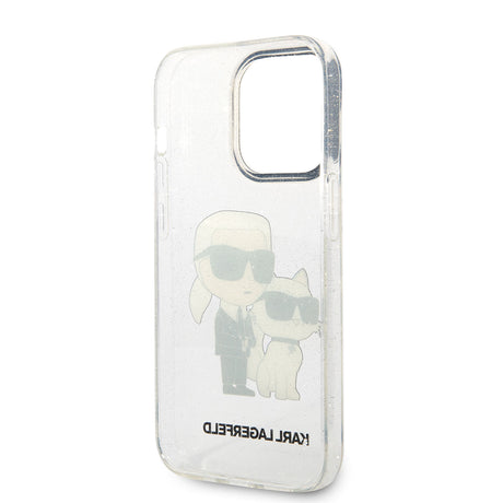 Apple iPhone 14 Pro Max Kılıf Karl Lagerfeld Transparan Simli K&C Dizayn Kapak