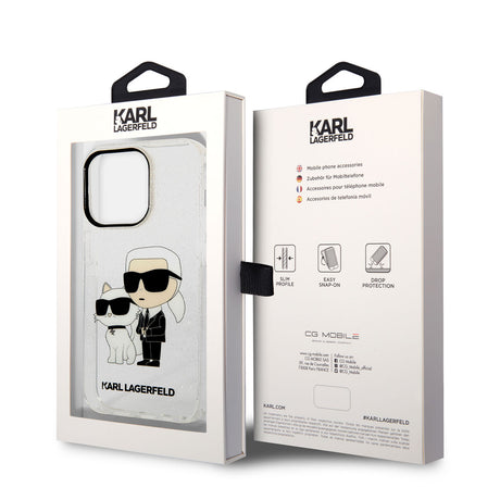 Apple iPhone 14 Pro Max Kılıf Karl Lagerfeld Transparan Simli K&C Dizayn Kapak