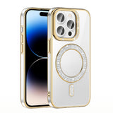 Apple iPhone 14 Pro Max Kılıf Pırlanta Taş Tasarımlı M-safe Şarj Özellikli Zore Karetta Silikon Kapak