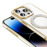 Apple iPhone 14 Pro Max Kılıf Pırlanta Taş Tasarımlı M-safe Şarj Özellikli Zore Karetta Silikon Kapak
