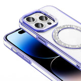 Apple iPhone 14 Pro Max Kılıf Pırlanta Taş Tasarımlı M-safe Şarj Özellikli Zore Karetta Silikon Kapak