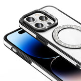 Apple iPhone 14 Pro Max Kılıf Pırlanta Taş Tasarımlı M-safe Şarj Özellikli Zore Karetta Silikon Kapak