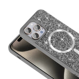 Apple iPhone 14 Pro Max Kılıf Pırlanta Tasarımlı M-safe Şarj Özellikli Zore Mozaik Silikon Kapak