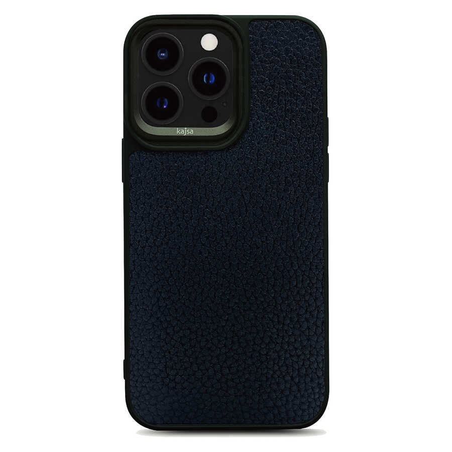 Apple iPhone 14 Pro Max Kılıf Soft Deri Metal Kamera Çerçeveli ​Kajsa Litchi Kapak