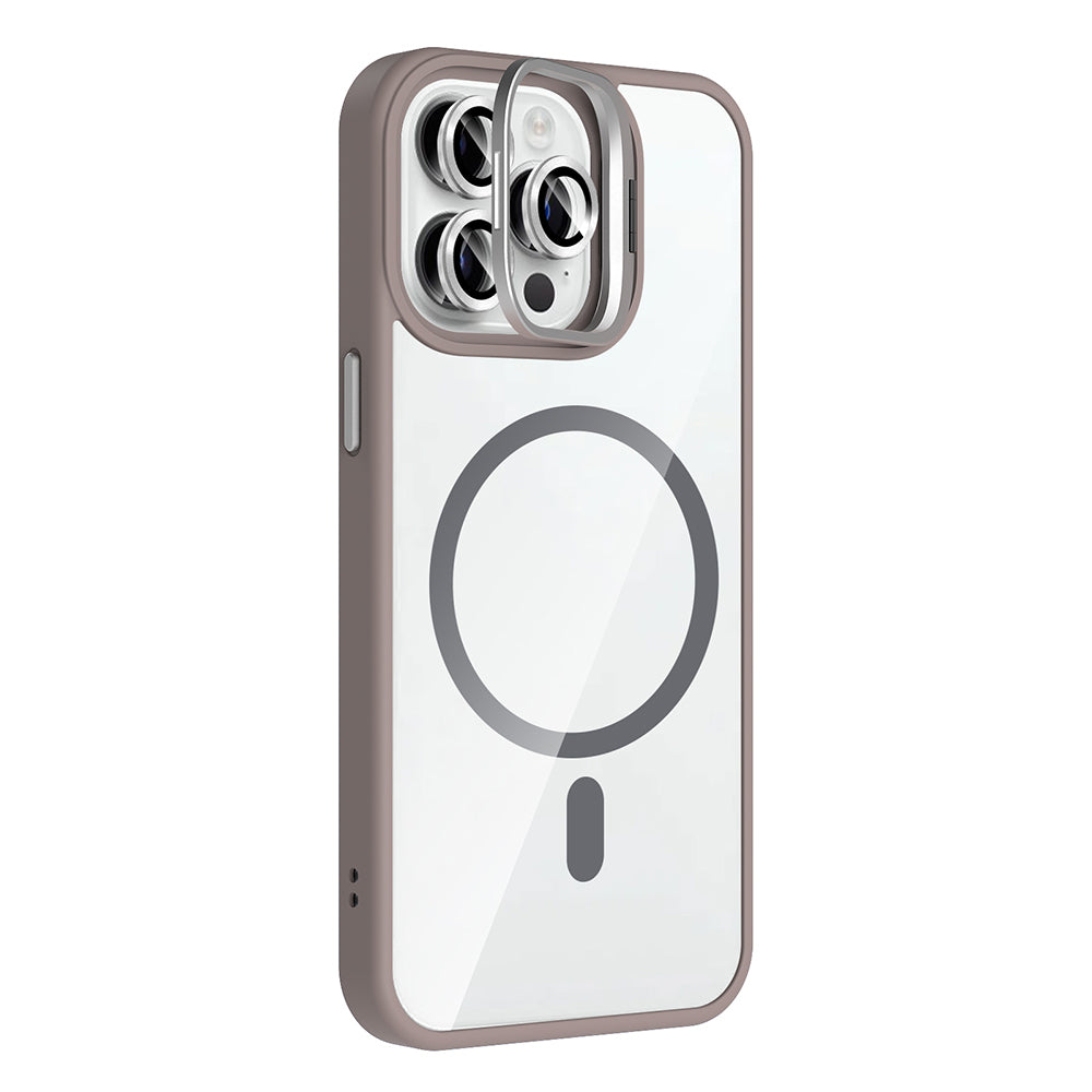 Apple iPhone 14 Pro Max Kılıf Standlı ve Kamera Lens Hediyeli M-Safe Şarj Özellikli Zore Etro Kapak