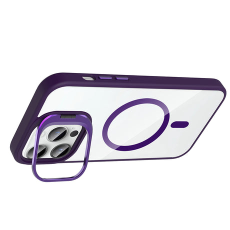 Apple iPhone 14 Pro Max Kılıf Standlı ve Kamera Lens Hediyeli M-Safe Şarj Özellikli Zore Etro Kapak