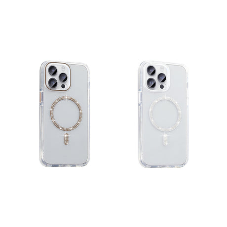 Apple iPhone 14 Pro Max Kılıf Taşlı Tasarım M-safe Şarj Özellikli Zore Koment Silikon Kapak