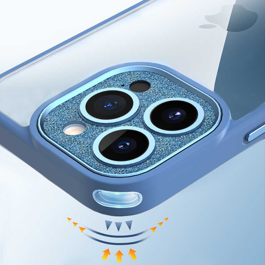 Apple iPhone 14 Pro Max Kılıf ​​​​​Wiwu GCC-105 Lens Korumalı Renkli Kenar Arkası Şeffaf Multicolor Kapak