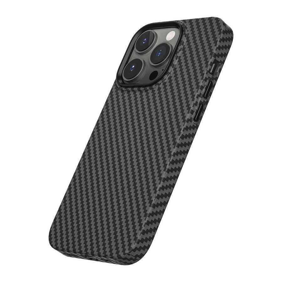 Apple iPhone 14 Pro Max Kılıf Wiwu Karbon Fiber Görünümlü M-safe Wireless Şarj Özellikli Kabon Kapak