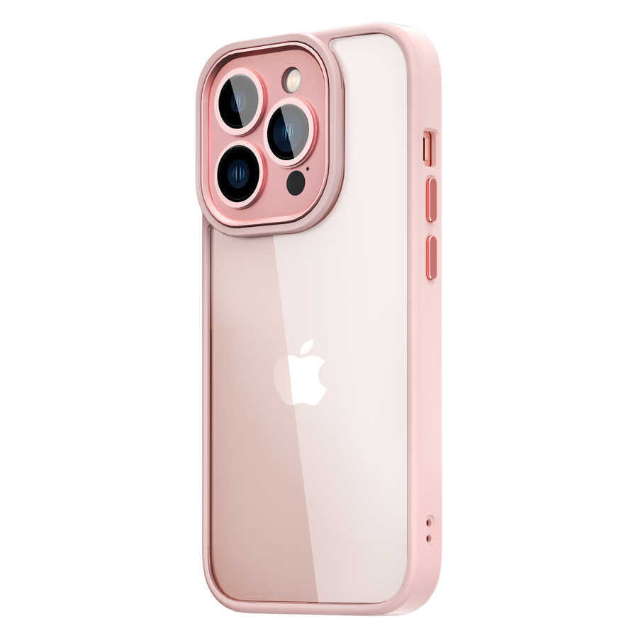 Apple iPhone 14 Pro Max Kılıf Wiwu VCC-104 Lens Korumalı Renkli Kenar Arkası Şeffaf Vivid Clear Kapak