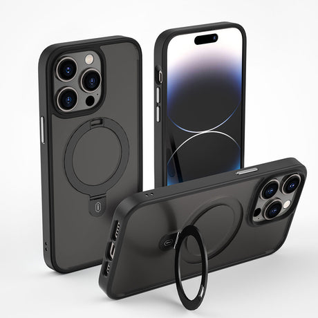 Apple iPhone 14 Pro Max Kılıf Wiwu ZMM-010 M-safe Şarj Özellikli Parmak İzi Bırakmayan Mat Transparan Standlı Kapak