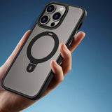 Apple iPhone 14 Pro Max Kılıf Wiwu ZMM-010 M-safe Şarj Özellikli Parmak İzi Bırakmayan Mat Transparan Standlı Kapak