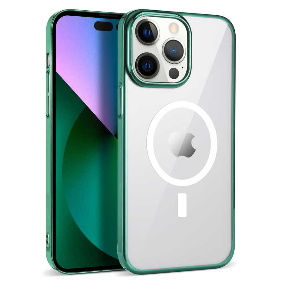 Apple iPhone 14 Pro Max Kılıf Zore Wireless Şarj Özellikli Pixel M-safe Kapak