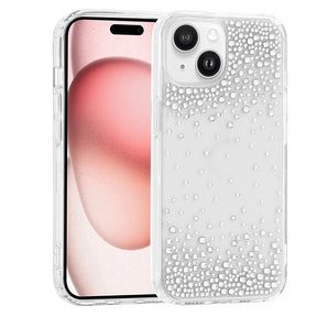 Apple iPhone 15 Kılıf Airbag Tasarımlı Damla Taşlı Şeffaf Zore Pera Silikon Kapak