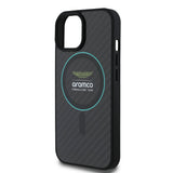 Apple iPhone 15 Kılıf Aston Martin Orjinal Lisanslı M-safe Şarj Özellikli Renkli Halka ve Karbon Fiber Tasarımlı Kapak