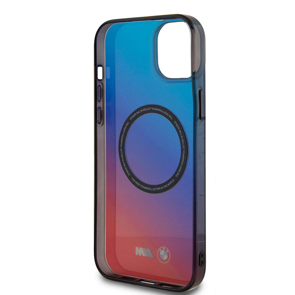 Apple iPhone 15 Kılıf BMW M-safe Şarj Özellikli Transparan Renk Geçişli Dizayn Orjinal Lisanslı Kapak