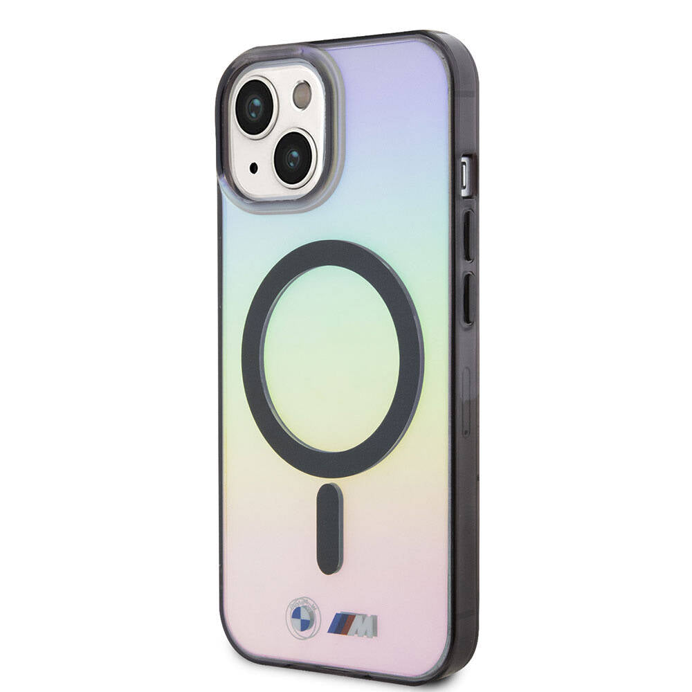 Apple iPhone 15 Kılıf BMW M-safe Şarj Özellikli Transparan Renk Geçişli Iridescent Orjinal Lisanslı Kapak