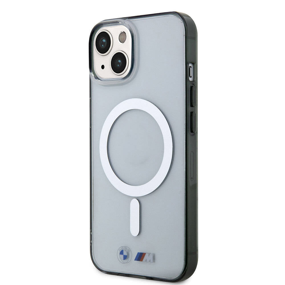 Apple iPhone 15 Kılıf BMW M-safe Şarj Özellikli Transparan Silver Ring Orjinal Lisanslı Kapak