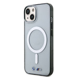 Apple iPhone 15 Kılıf BMW M-safe Şarj Özellikli Transparan Silver Ring Orjinal Lisanslı Kapak