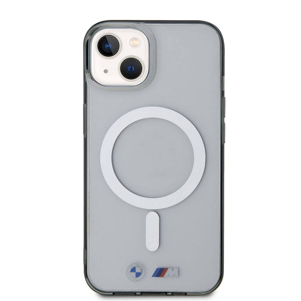 Apple iPhone 15 Kılıf BMW M-safe Şarj Özellikli Transparan Silver Ring Orjinal Lisanslı Kapak