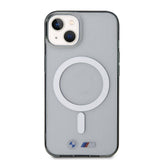 Apple iPhone 15 Kılıf BMW M-safe Şarj Özellikli Transparan Silver Ring Orjinal Lisanslı Kapak