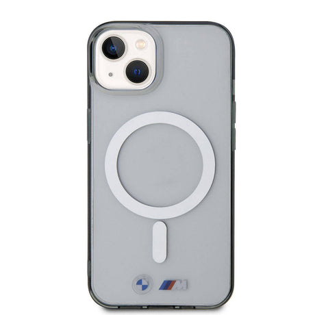 Apple iPhone 15 Kılıf BMW M-safe Şarj Özellikli Transparan Silver Ring Orjinal Lisanslı Kapak