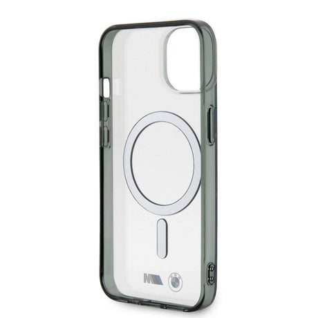 Apple iPhone 15 Kılıf BMW M-safe Şarj Özellikli Transparan Silver Ring Orjinal Lisanslı Kapak