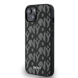 Apple iPhone 15 Kılıf DKNY Orjinal Lisanslı M-safe Şarj Özellikli 3D Yazılı Grid Pattern Kapak